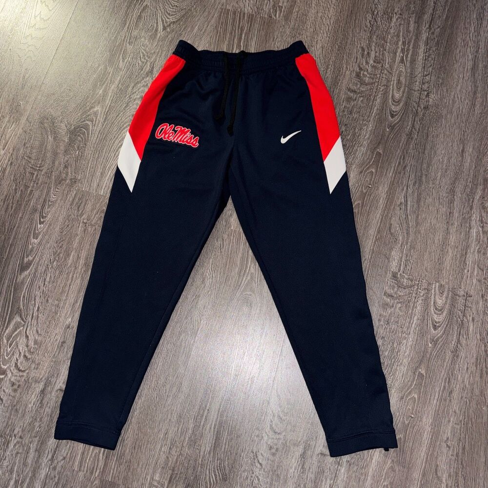 Men L Nike Ole Miss Rebels Basketball Team Issued PE Pregame On-Court Pants NCAA